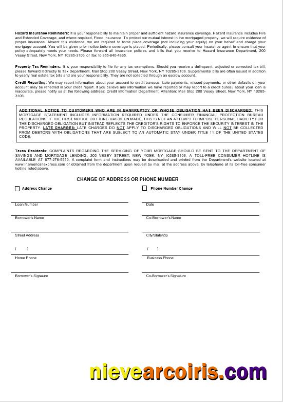 USA New York American Express Blue bank mortgage statement 3